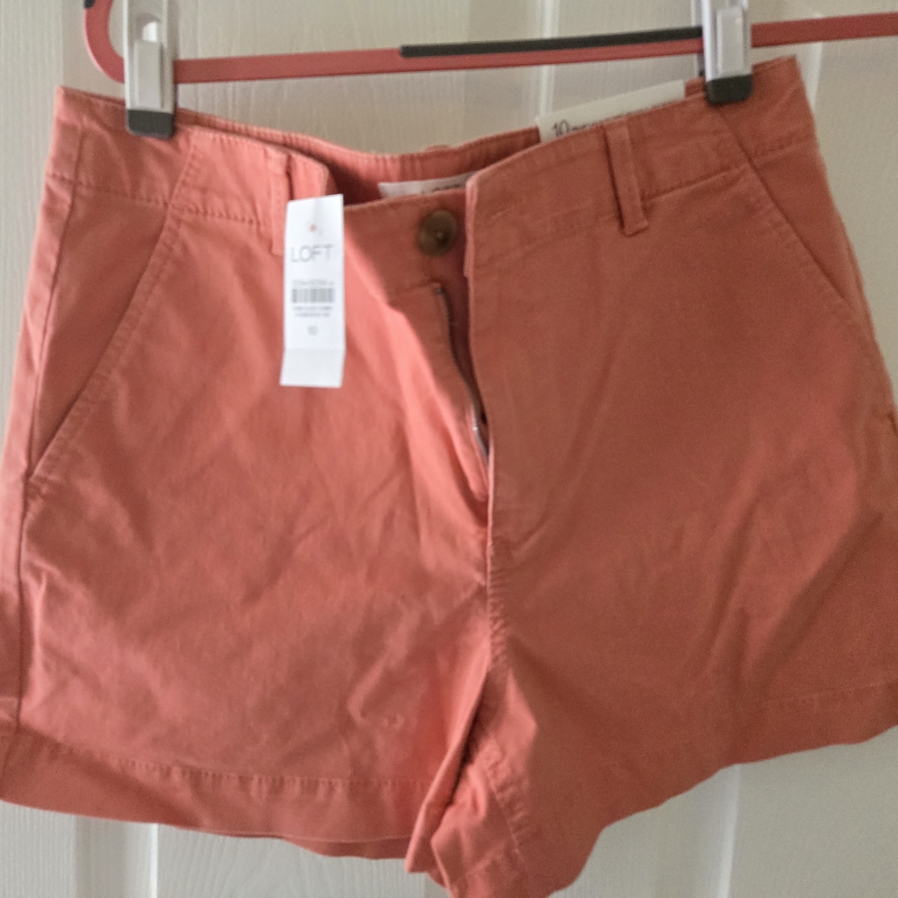 LOFT Orange Shorts Casual Cotton Blend